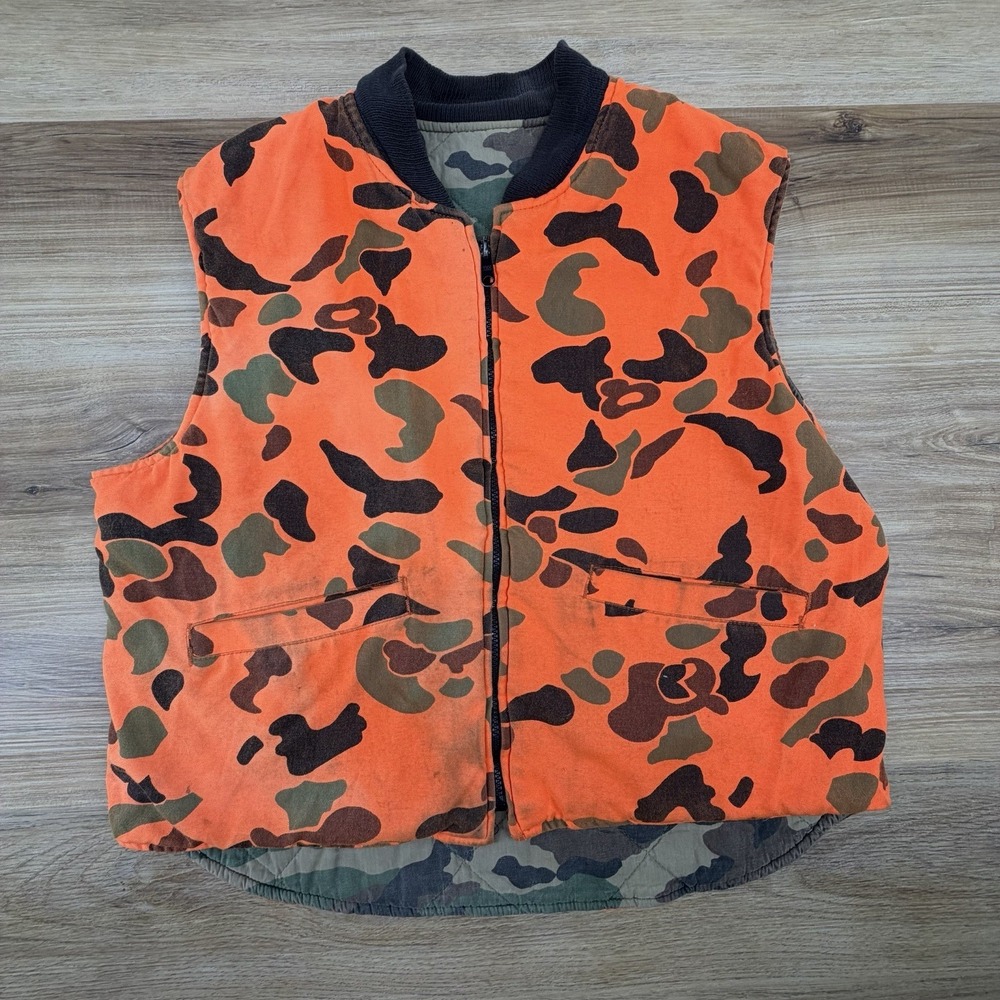 Vintage Men's Size‎ Large Camouflage Reversible Orange Duck Camo Made In USA